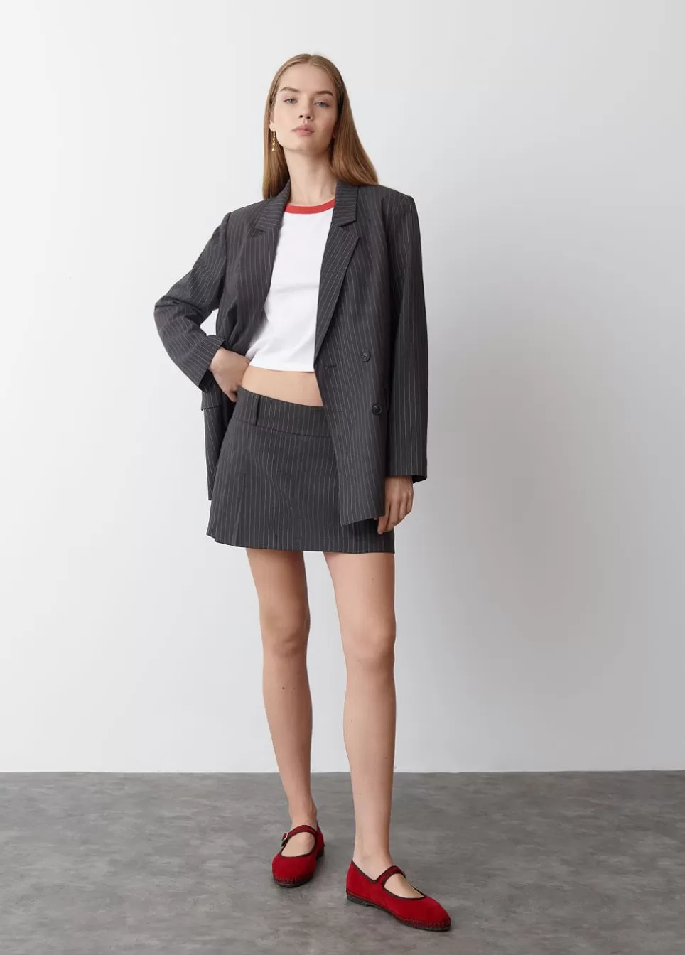 Blazer Overslag Krijtstreep-Brownie Spain Store