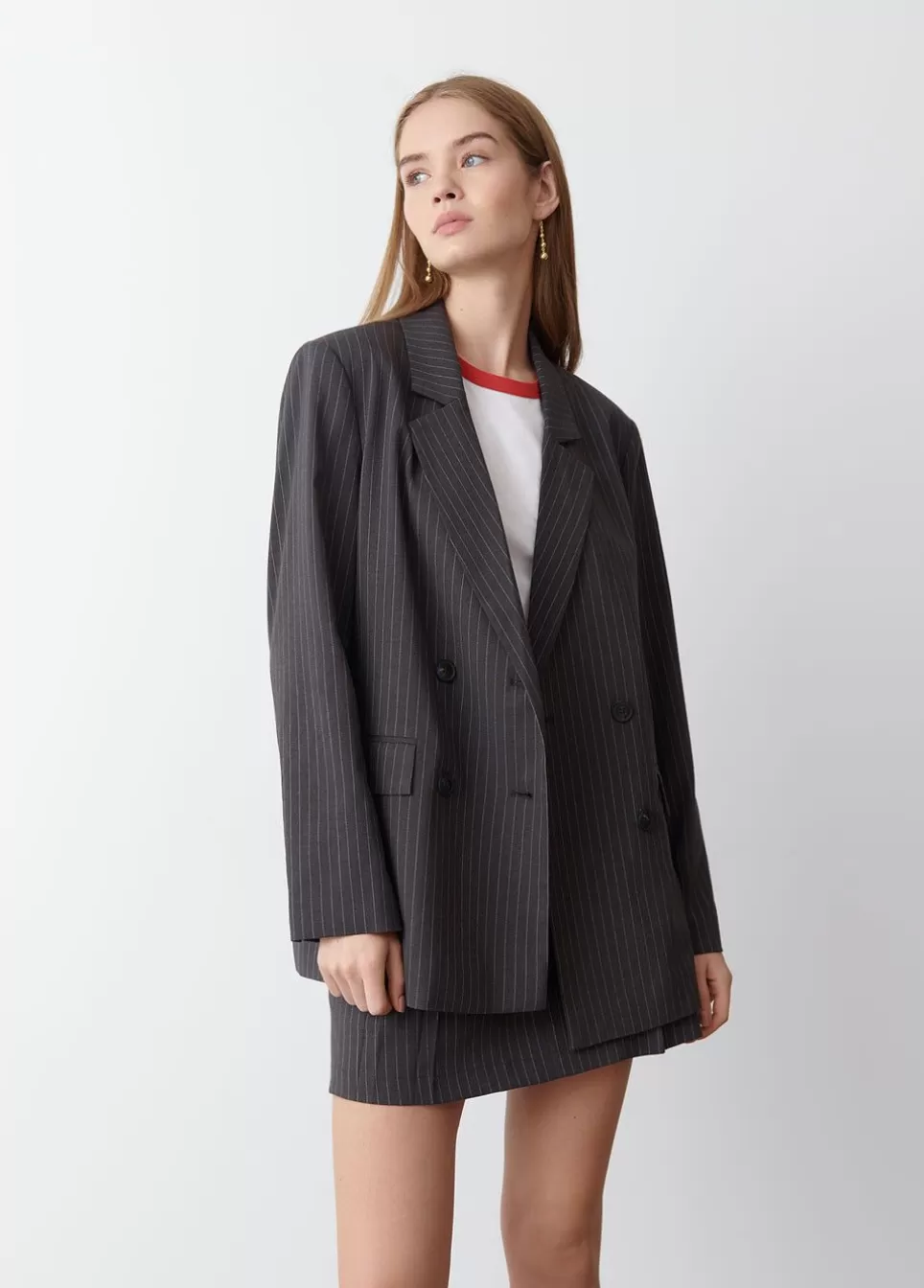 Blazer Overslag Krijtstreep-Brownie Spain Store