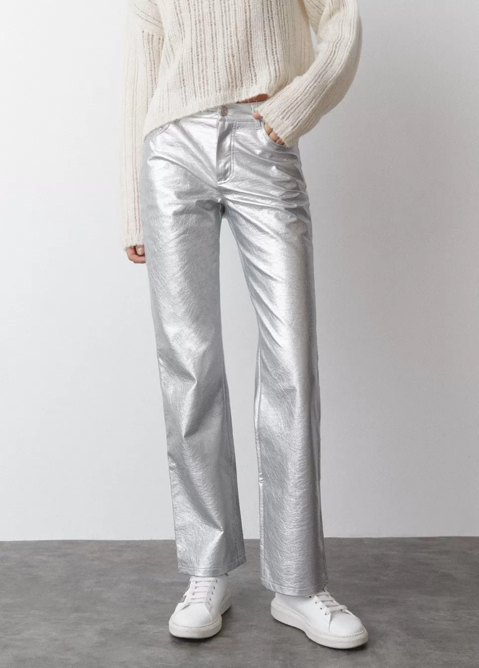 Broek Metallic Leereffect-Brownie Spain Best Sale