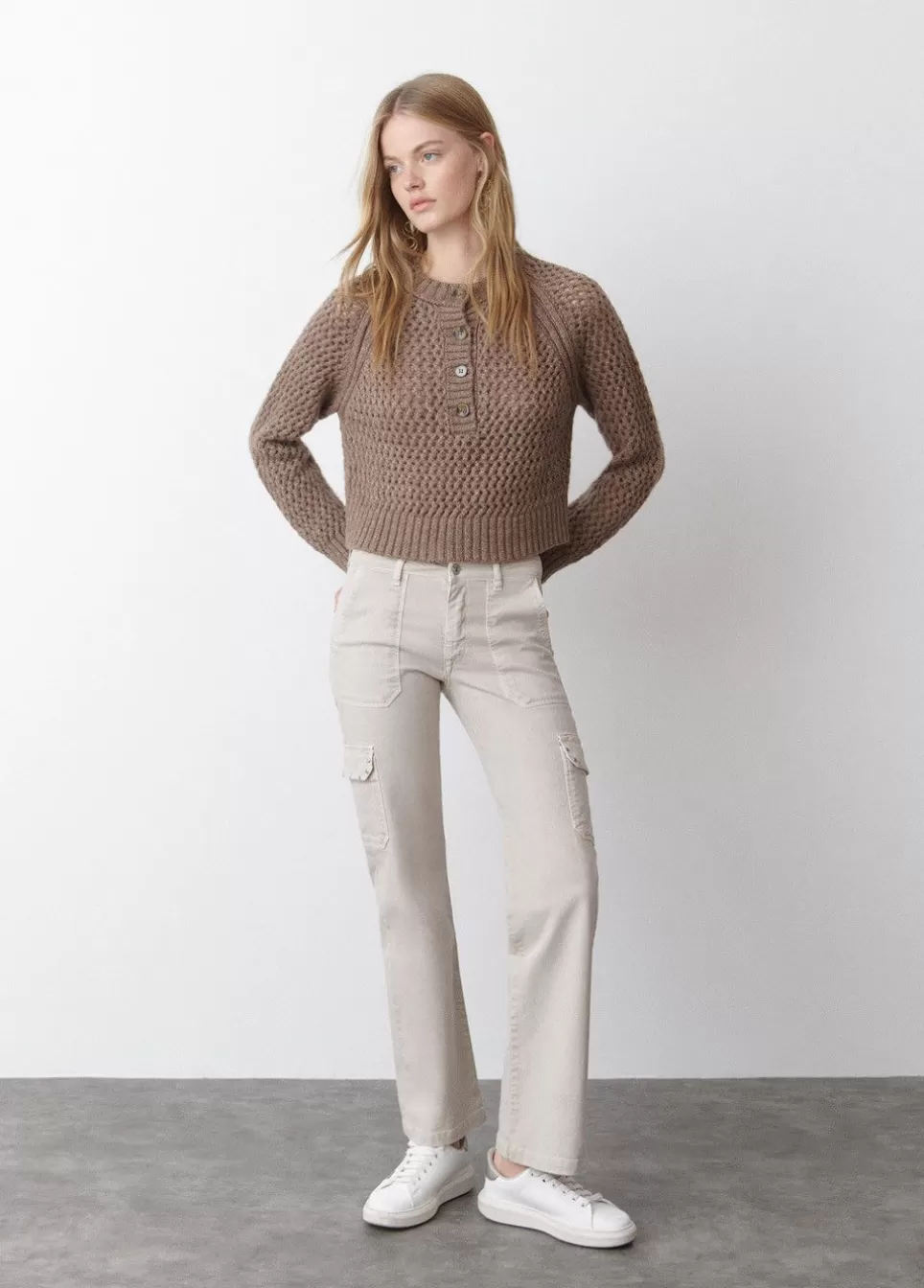 Broek Recht Cargo Studs-Brownie Spain Flash Sale