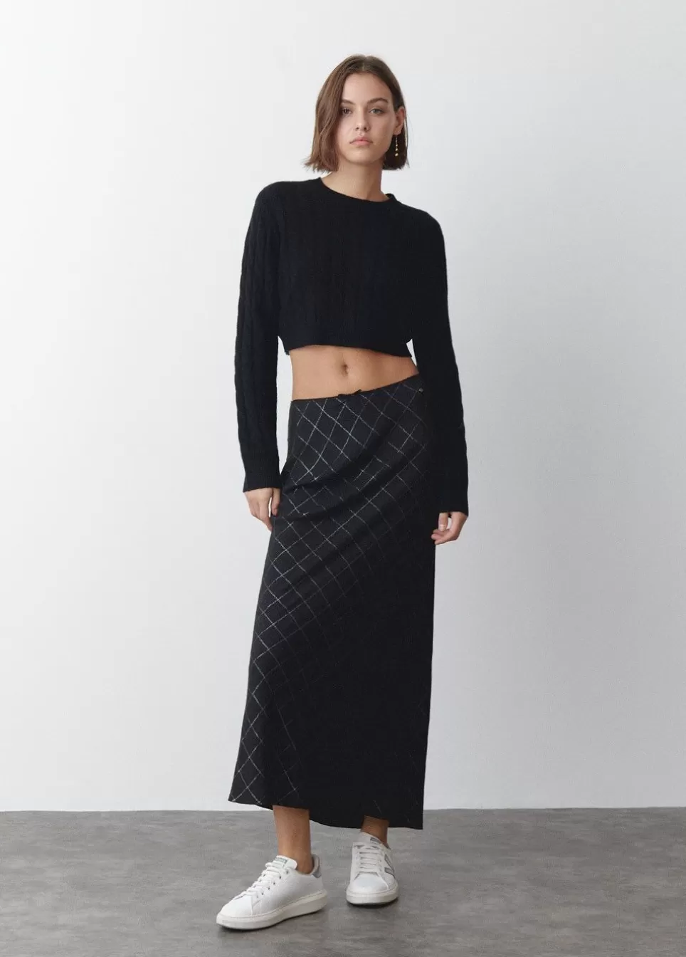 Trui Cropped Gevlochten-Brownie Spain Cheap